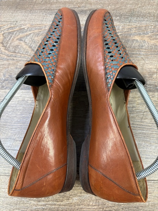 Bally Italy Woven Leather Loafers Brown & Teal Slip-On Shoes Size 10 main image 6